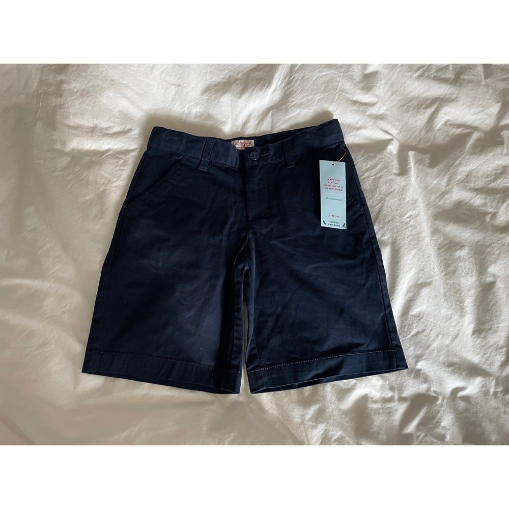 Cat & Jack Chino Shorts Navy Blue School Uniform Stretch Cotton Blend NWT Size 6